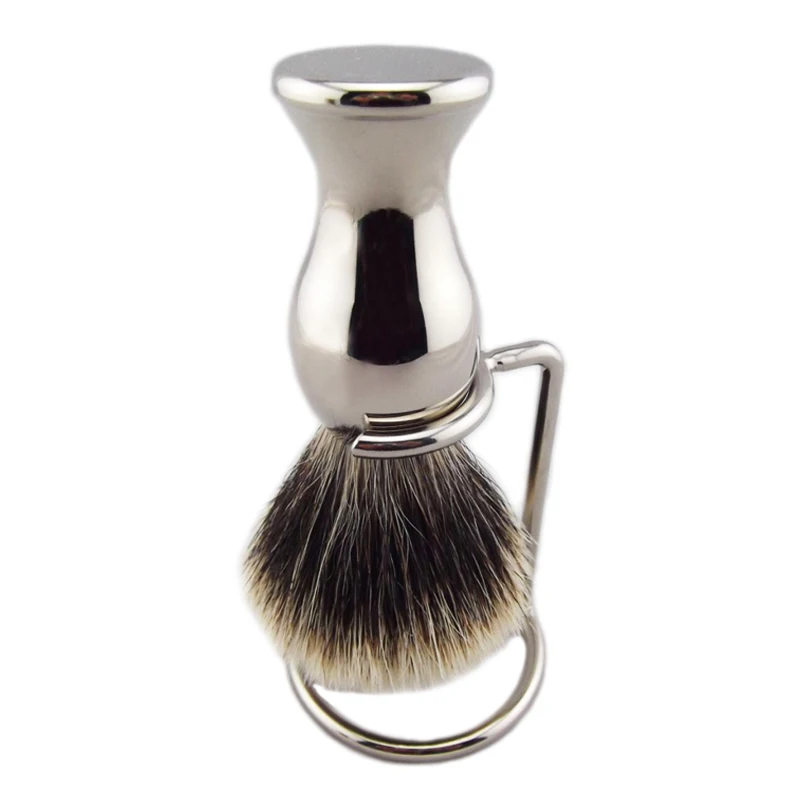 

Silvertip/Finest Badger Hiar Barber Shop Shaving Brush Stainless Metal Handle Stand Holder Knot Size 21mm