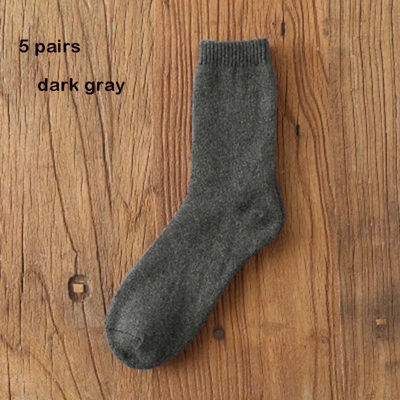 5 пар зимних мужских теплых носков Счастливое Платье цветные носки супер толстые зимние кашемировые термоноски Calcetines - Цвет: dark gray