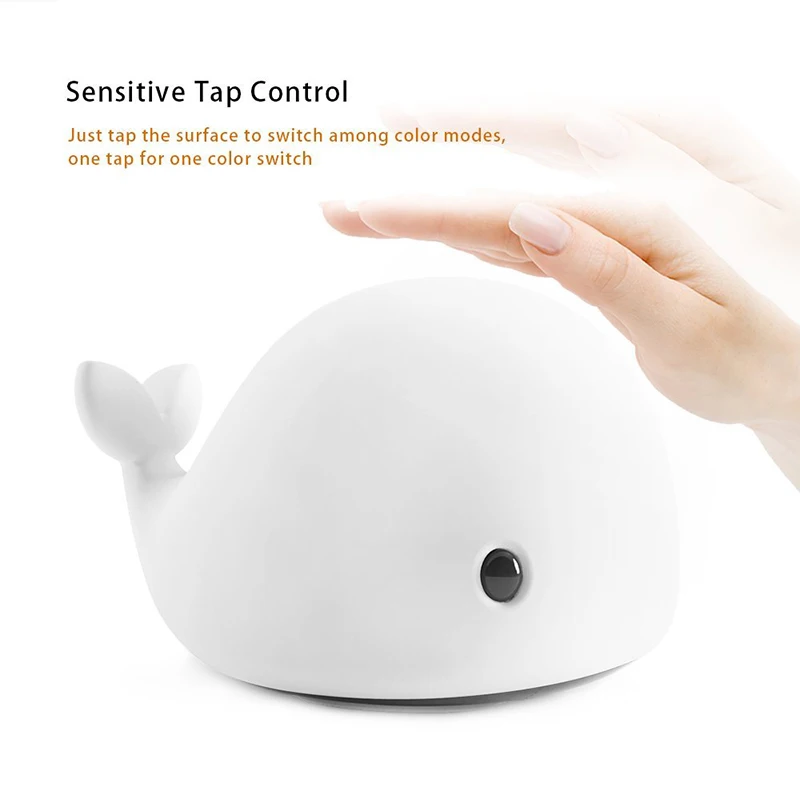 

Silicone Touch Sensor Colorful LED Night Light USB Rechargeable Cute Mini Dolphin light For Children Baby Kids Bedroom lamp