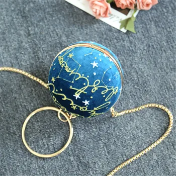 

2019 Women's Star Velvet Bag Evening Bag Bridal Wedding Round Ball Wrist Bag Clutch Purse Handbag Globe Round Shape Party Bags