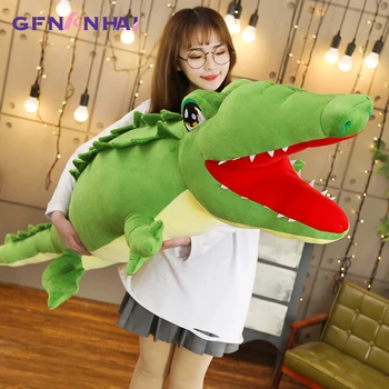 

75-130CM Stuffed Animal Real Life Alligator Plush Toy Simulation Open Big Mouth Crocodile Kawaii Pillow Girls Birthday Gifts