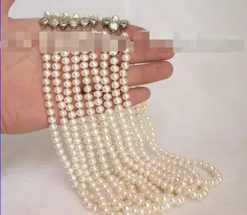 

FREE SHIPPING>>> wholesale 10piece 7-8mm round white freshwater pearl necklace 17"