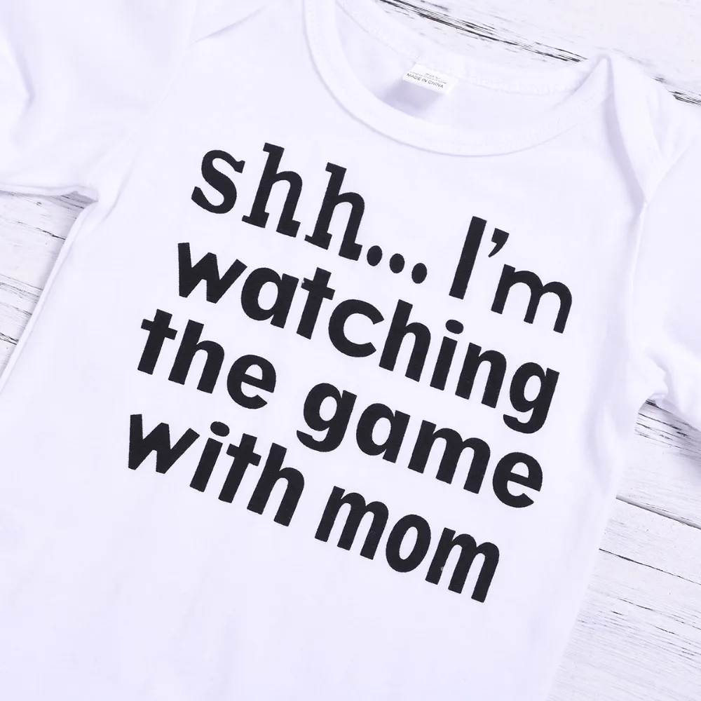 Детский комбинезон для малышей от 0-2 лет Забавный Детский боди «shsh I'm Watching The Game with Mon» для мальчиков или девочек, треугольник Ha