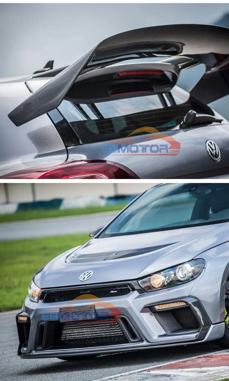 Real Carbon Fiber AS Style Rear Spoiler Trunk Wing 1pair For Volkswagen Scirocco 2009-2013 16