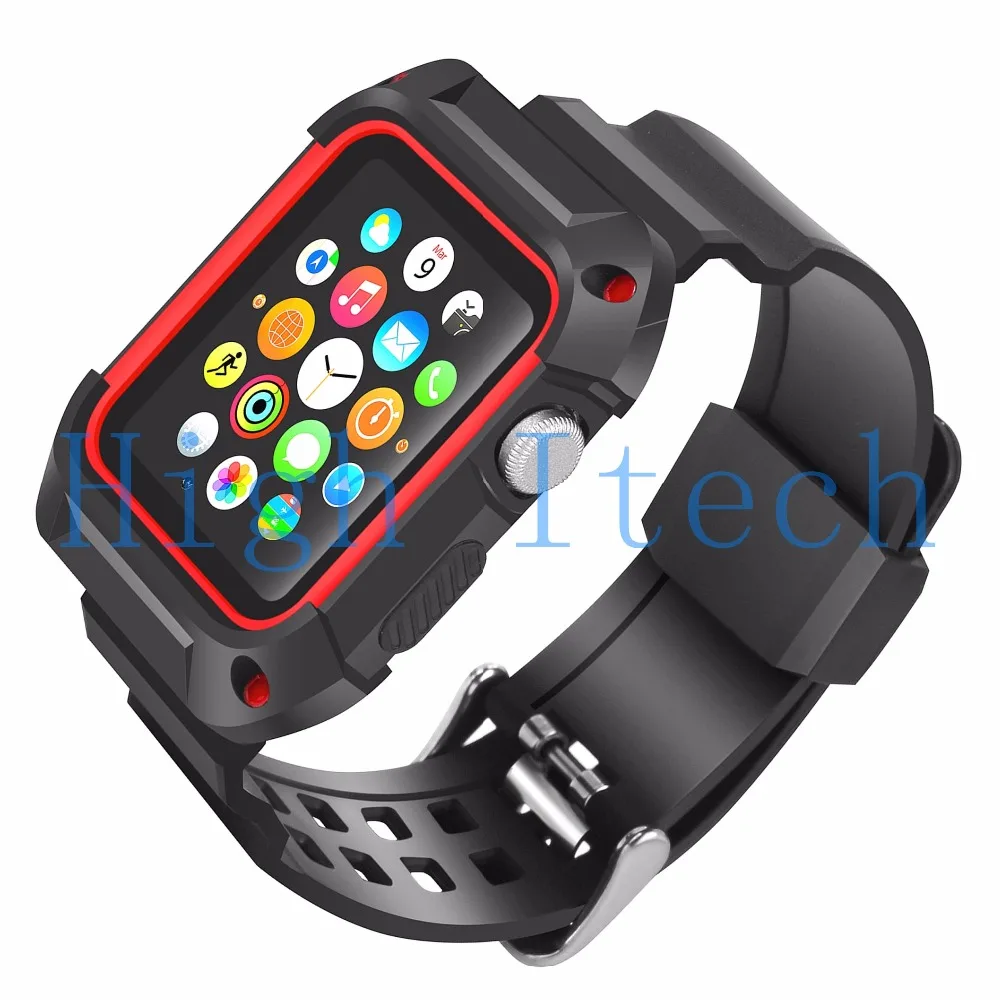 Ударопрочный Прочный защитный чехол с черными ремешками для Apple Watch 42 мм Серия 2