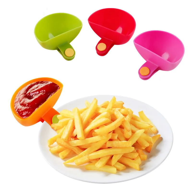 

4pcs/set Colorful Seasoning Dishes Clip Multipurpose Clamp Meal Bowl Disc Plate Spices Dish Clip French fries jam