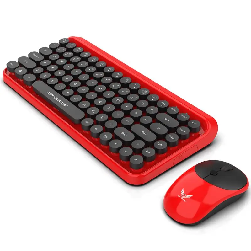 

Keyboard Mouse Set 2.4G Wireless Round Buttons Adjustable Keys Keycaps Kit Office Desktop Laptop Computer PC