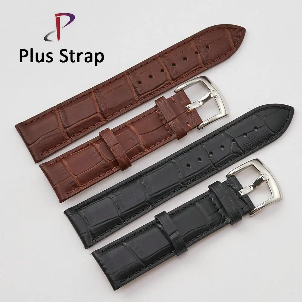 19 20mm Men Genuine Leather Watch Strap for Omega Universal Watches Pin