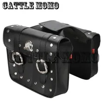2x Black Motorcycle font b Saddle b font font b Bags b font PU Leather font