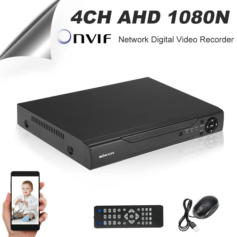 KKmoon 4CH 1080 P Гибридный NVR AHD TVI CVI DVR 5 в 1 цифровой видео Регистраторы P2P облако сети Onvif для видеонаблюдения Камера