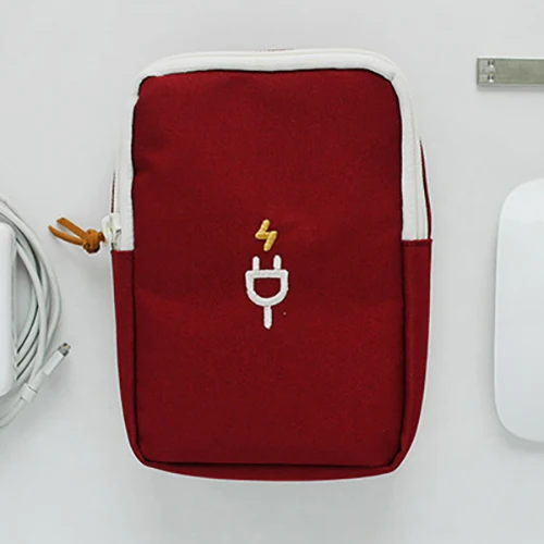 Аксессуары для электроники сумка для хранения многофункциональное зарядное устройство гарнитура Кабель для передачи данных для путешествий - Цвет: Бургундия