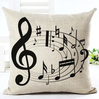 

Creative Vintage Musical Notes Decorative Pillowcase Cotton Linen Piano Pillow Case For Sofa Cover Retro Note Pillow Cover