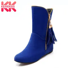 KemeKiss/женские полусапожки на плоской подошве; теплые зимние ботинки; Брендовая обувь из хлопка с бантом; botas; повседневная обувь; женская обувь; Размеры 33-43