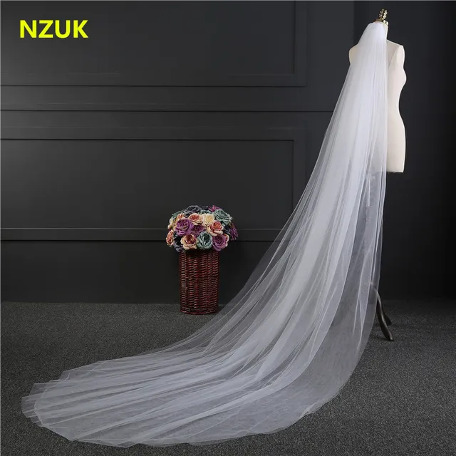 NZUK Elegant Wedding Accessories 3 Meters 2 Layer Wedding Veil White Ivory Simple Bridal Veil With Comb Wedding Veil Hot Sale 2