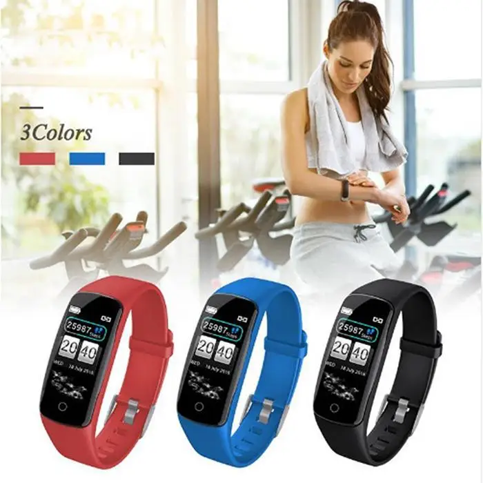 Bluetooth Смарт Браслет часы цветной экран Smartband монитор сердечного ритма измерения артериального давления фитнес-трекер