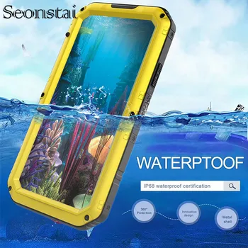 

For iPhone XS Max XR Anti Shock 100% Waterproof Tough Heavy Metal Shockproof Armor Case For iPhone X 8 7 6 6S Plus + Glass Film