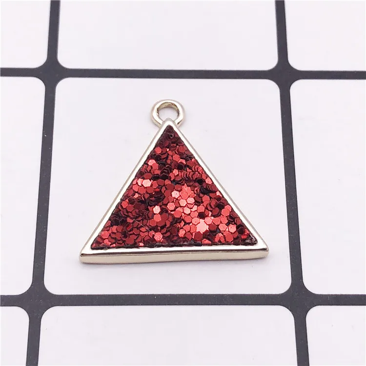 red 30 шт. DIY Подвеска треугольная bling Блеск сплава подвеска из эмали DIY аксессуары ожерелье, браслет, серьги фитинг - Окраска металла: red