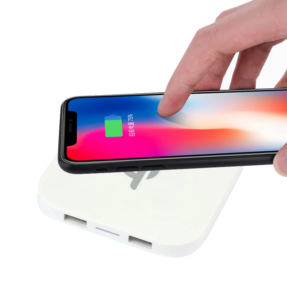 Nuovo Portatile Mini Qi Sicuro Caricabatterie Беспроводной коврик di Ricarica Veloce Dual USB Semplice для Iphone8/8