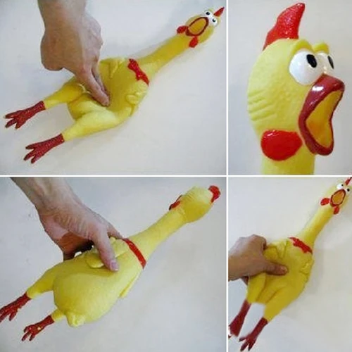 New Arrival 2015 Child 17CM Yellow Screaming Rubber Chicken Baby Toy Squeak Squeaker Chew Gift  