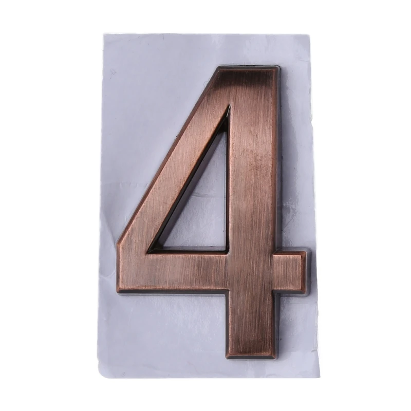 ABS пластик бронза самоклеющиеся 0-9 номера двери индивидуальные дом Адрес знак#0604 - Цвет: Number 4