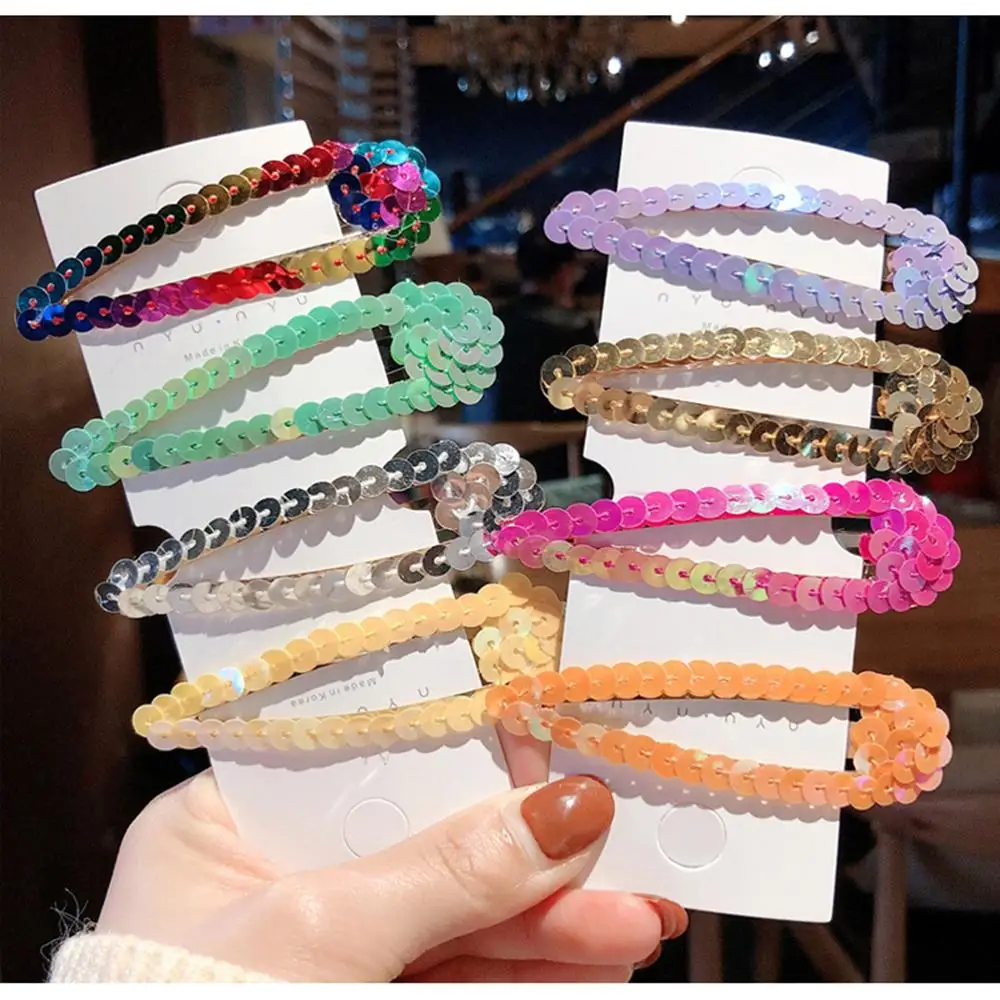 

MISM INS Handmade BB Clip Colorful Sequin Barrettes Women Fashion Laser Hairclips Hollow Hair Pins Girls Bling Hair Accessories