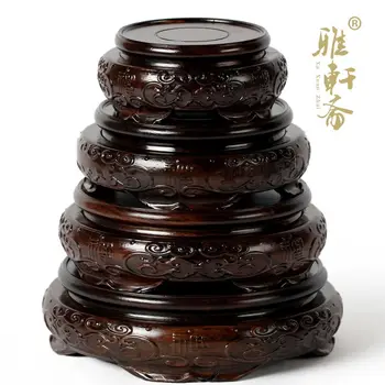 

Zhai stone flower vase Crafts Gallery mahogany wood ornaments "cloud base round tank