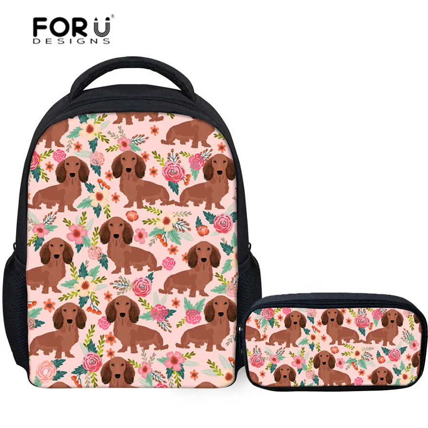 FORUDESIGNS Dachshund Dog Printed School Backpack for Girls Children's