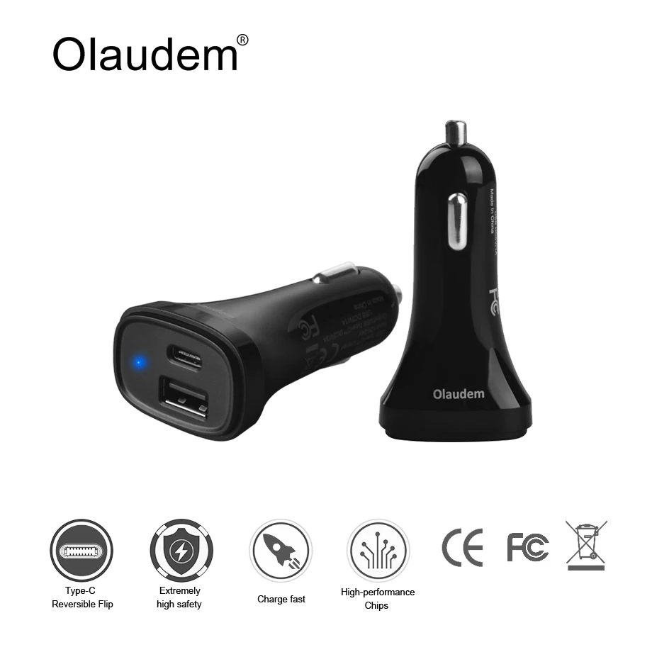 Buy Car Charger USB C 3.1 Type C 2 Ports with USB C 5V