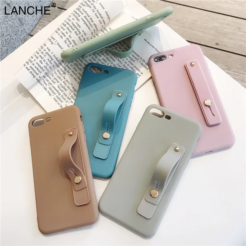 

LANCHE Wrist Strap TPU Phone Case For Xiaomi Redmi Note 7 mi 9 se Case Soft Candy Silicon Holder Stand Cover For Redmi 7 K20 Pro