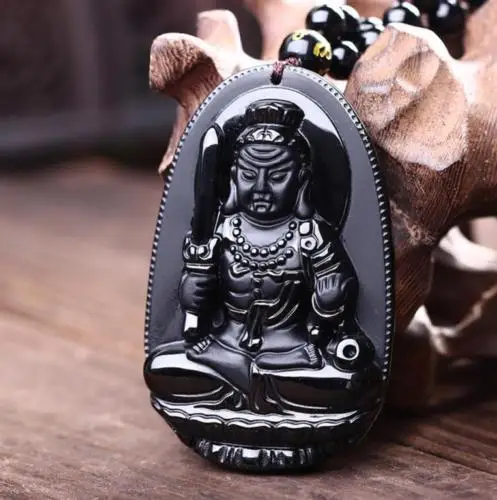 

Natural obsidian pendant "Acala" Buddha patron saint