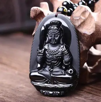 

Natural obsidian pendant "Acala" Buddha patron saint