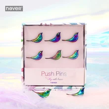 Никогда не красочные в форме летучей птицы булавки для большого пальца металлические нажимные милые шпильки для большого пальца для мягкой корковой доски офисные аксессуары канцелярские принадлежности