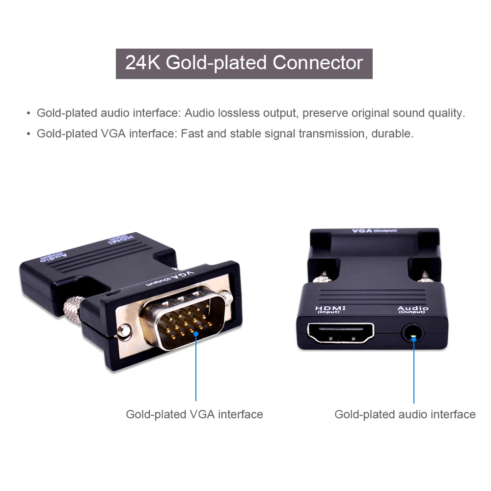 CHIPAL HDMI Женский VGA Мужской конвертер с аудио адаптером поддержка 1080 сигнал Выход