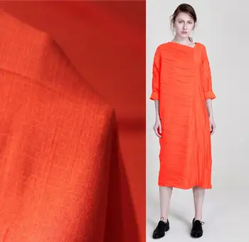 

Linen fabric Rare orange ruffle pure linen fabric Skeletons are flax dress shirt