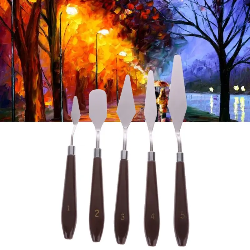 

5pcs/set Artist Painting Palette Knife Spatula Paint Art for Thick Paint Application G03 Drop ship