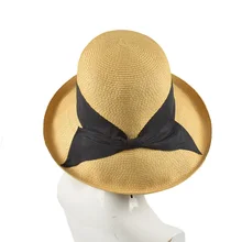 Женская пляжная шляпа сезон: весна–лето Новинка; Лидер продаж Модные женские Повседневное бантом Мягкие Соломенные шапки для Рыбака Шапки