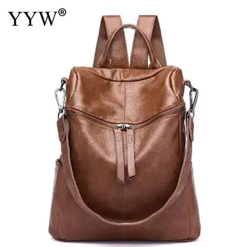 

2018 Fashion Women Backpacks Pu Leather Backpack Shoulder Bags Daily Pack For Women Female Black Brown Feminine Mochila Solid