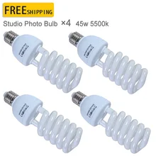 Tax Free A Rusia Pro E27 220 V 45 W 5500 K Bombillas de Cuatro Foto Video Fotografía de Estudio Luz de La Lámpara 4 unids