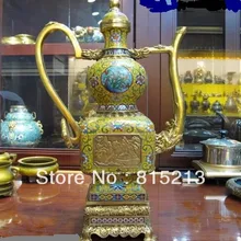 Bi00170 Бронзовый 24 К Золото Позолотить перегородчатой Королевский Дворец Дракона кувшин Вина Горшок чайник