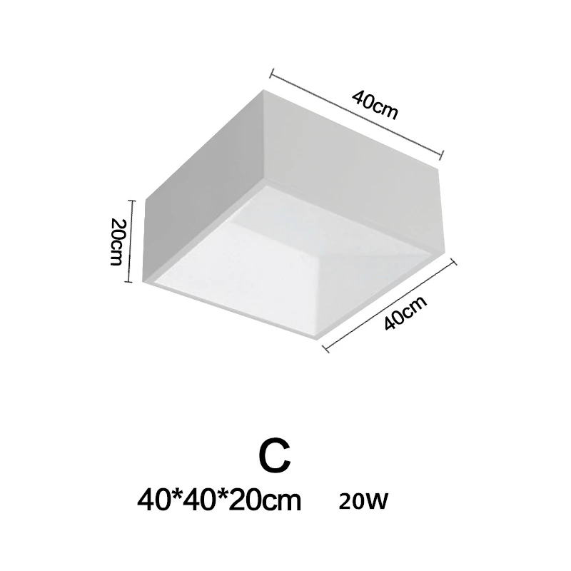 Квадратный белый/черный металлический блеск с регулируемой яркостью, светодиодные потолочные светильники DIY, комбинация, потолочный светильник, Светильники для внутреннего освещения - Цвет корпуса: white L40 W40cm 20W