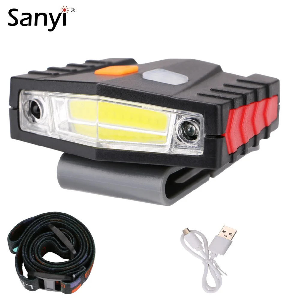 

COB LED Induction Hat Clip Lights Headlight Fishing Touch Sensor Headlamp USB Charging Cap Head Lantern Clip On Head Torch
