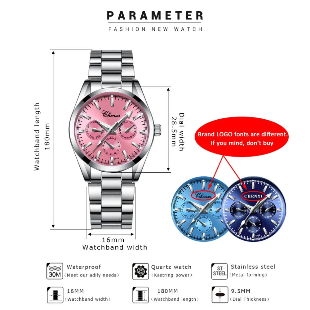 Женские Серебристые часы CHENXI кварцевые наручные женские Relogio Feminino Montre Femme|Женские