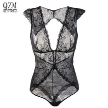 QIZHIMIAO сексуальный, кружевной, просвечивающийся полый жилет Глубокий V Тедди Европа тонкий бюстгальтер наборы