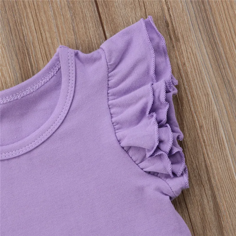 Pudcoco/детская одежда для маленьких девочек футболка с короткими рукавами и круглым вырезом Топ ярких цветов, повседневная хлопковая блузка, 6 цветов