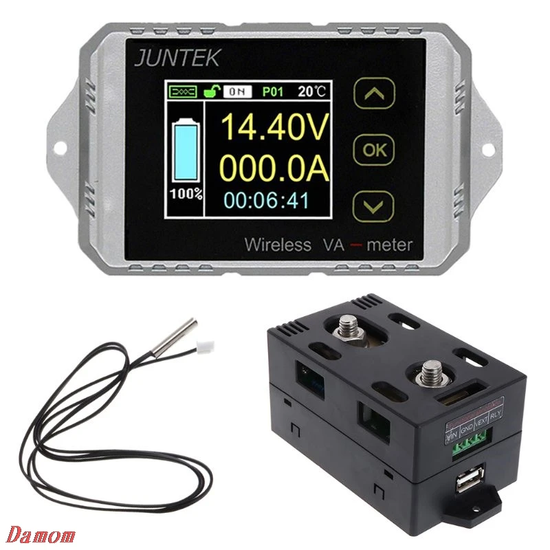 

DC 120V 50A~300A Wireless Ammeter Voltage KWh Watt Meter Car Battery Coulometer 2019 NEW