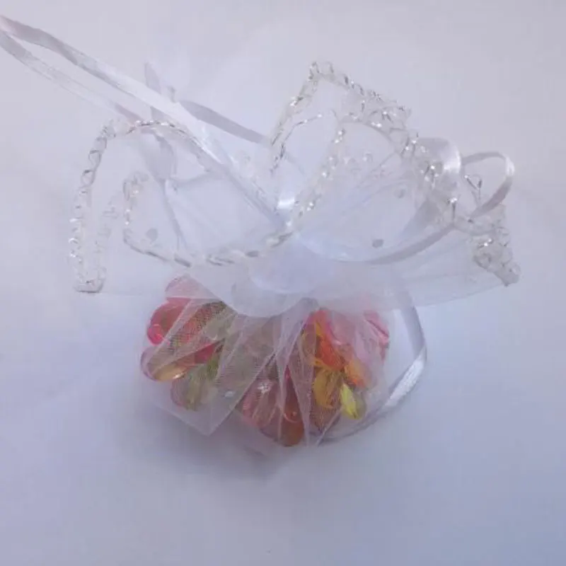 

60pcs 35cm diameter gauze bag drawstring pouch wedding birthday Christmas candy gift bag display bag Round Organza bag