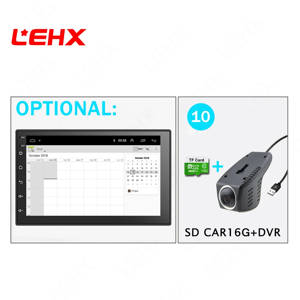 7''Car Android8.1 Car Radio Stereo GPS Navigation Bluetooth USB 2 Din Touch Car Multimedia Player Audio Player Autoradio Rated - Цвет: LE701A--DVR-CAR16G