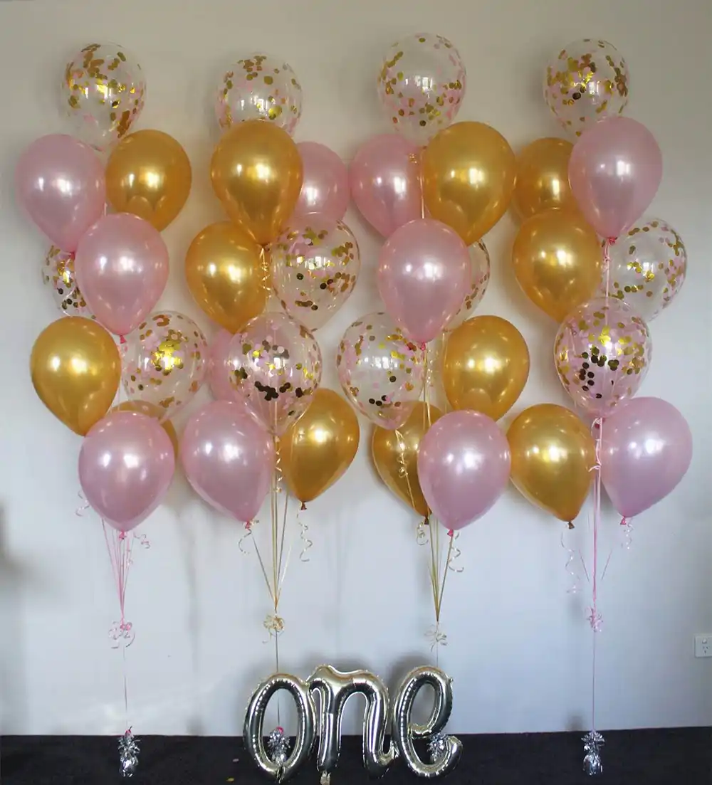 pink and gold balloons baby shower