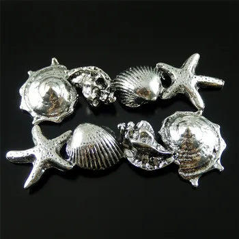 

5pcs Antique Metal Small Shell Starfish Pendants Charms Finding Jewelry Making Key Chain Accessary 52065