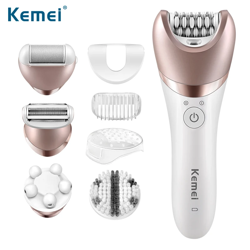 Kemei8001 5 in 1 Waterproof Women Shaver Wool Device Knife Electric Shaver Women Epilator Shaving Lady Shaver Facial Cleaner